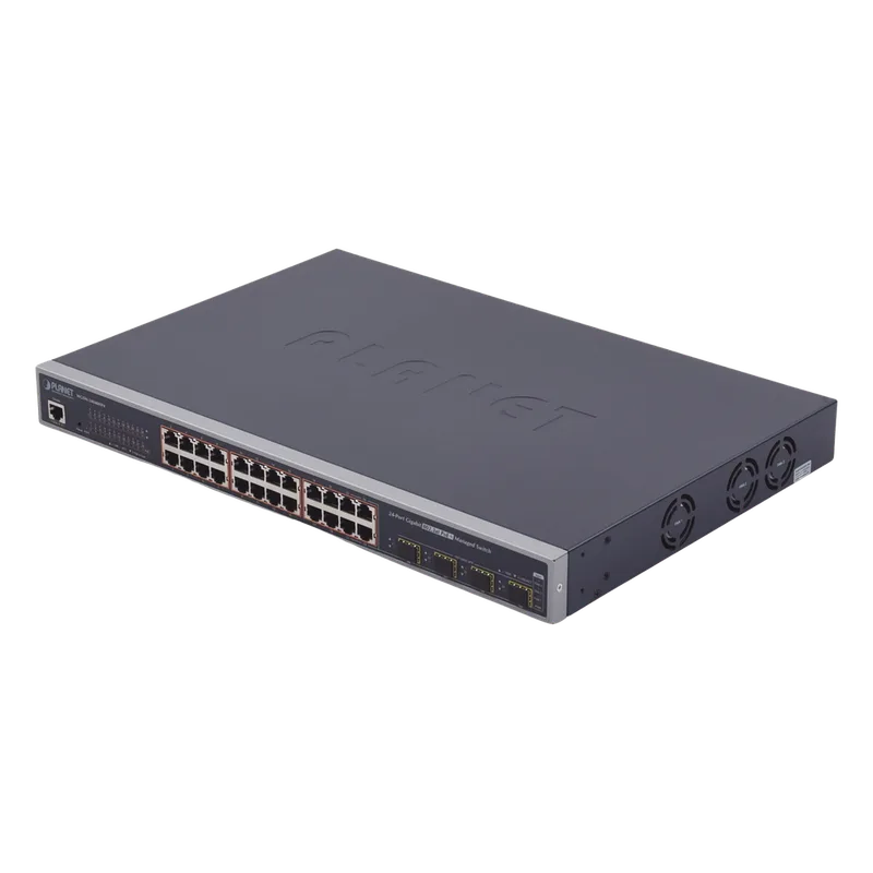 Switch Administrable L2+ de 24 puertos 10/100/1000T PoE+ con 4 puertos combo TP/SFP Gigabit PLANET WGSW-24040HP4