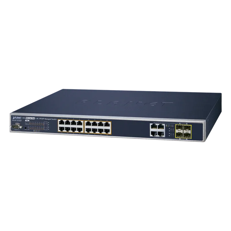 Switch Administrable 16 puertos 10/100/1000 802.3at PoE 230W y 4 puertos GigabitTP/SFP Combo PLANET WGSW-20160HP