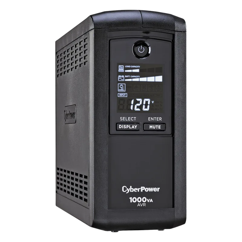 UPS de 1000 VA/600 W, Topología Línea Interactiva, Entrada 120 Vca NEMA 5-15P, Tipo Mini Torre, Con 9 Tomas NEMA 5-15R CYBERPOWER CP1000AVRLCD