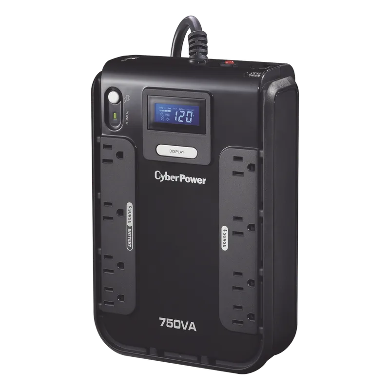 UPS de 750 VA/420 W, Topología Standby, Entrada 120 Vca NEMA 5-15P, Tipo Gabinete Compacto, Con 8 Tomas NEMA 5-15R CYBERPOWER CP750LCD