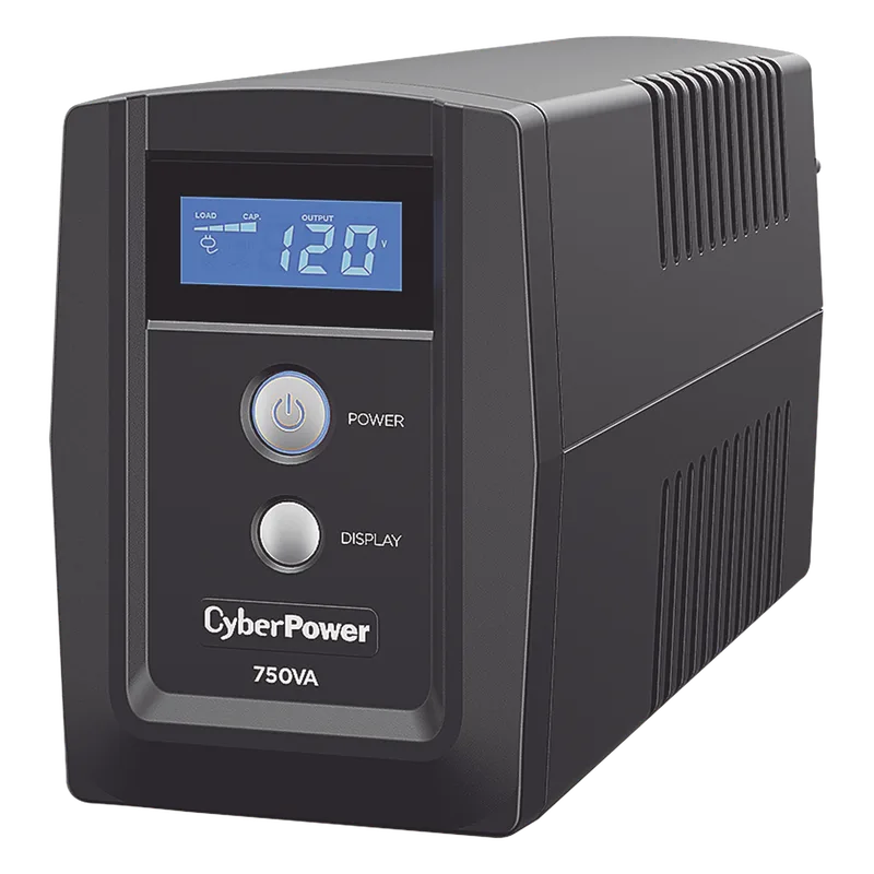 UPS de 750 VA/300 W, Topología Línea Interactiva, Entrada 120 Vca NEMA 5-15P, y 6 Salidas NEMA 5-15R, Con Regulador de Voltaje (AVR) CYBERPOWER OM750ATLCD