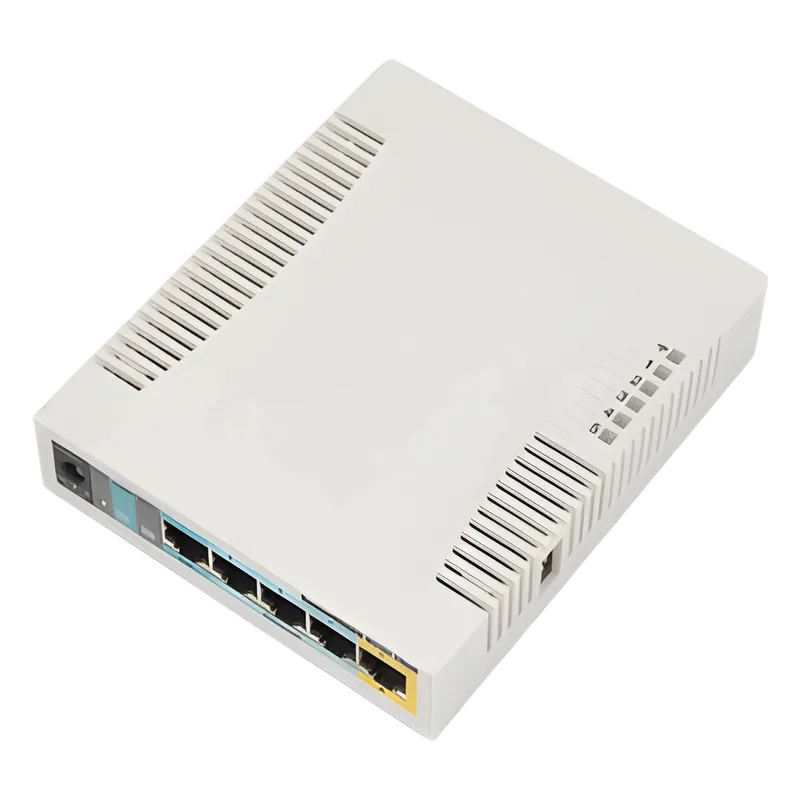 RouterBoard, 5 Puertos Fast, 1 Puerto USB, WiFi 2.4 GHz 802.11 b/g/n, Gran Cobertura con Antena 2.5 dbi, hasta 1 Watt de Potencia MIKROTIK RB951UI-2HND