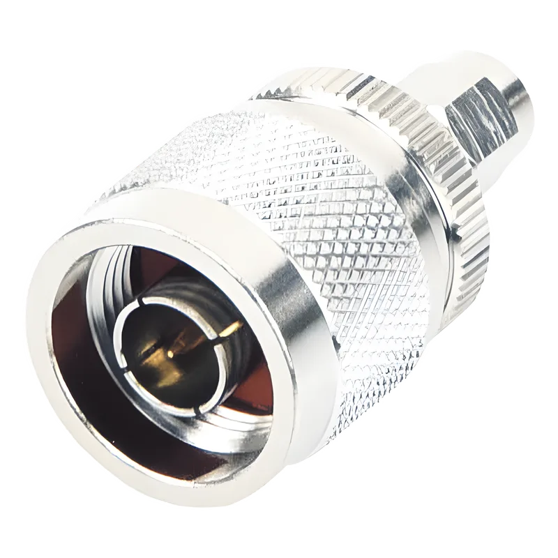 Adaptador en Línea, de Conector SMA Macho Inverso a N Macho, Níquel/ Oro/ Teflón. RF INDUSTRIES,LTD RP-3453
