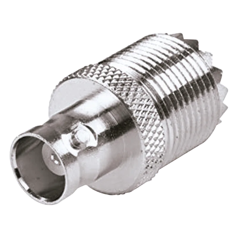 Adaptador en Linea para 50 Ohm, Conector UHF Hembra (SO-239) a BNC Hembra, Níquel/ Plata/ Delrin. RF INDUSTRIES,LTD RFU-545
