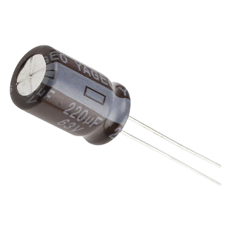 Capacitor Electrolítico de Aluminio, Radial de 220 µFd, 63 Vcc, 105 °C, 10 x 15 mm. 0220M0063V