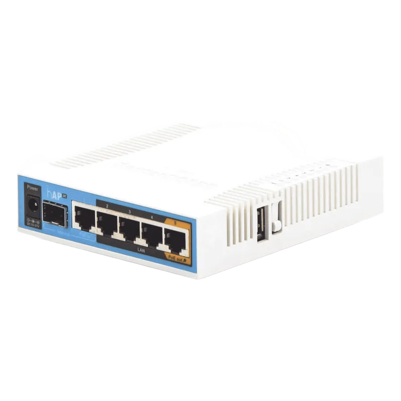 (hAP ac) 5 Puertos Gigabit Ethernet, 1 Puerto SFP, 1 USB, WiFi Doble Banda 3x3 802.11ac, hasta 1W de potencia MIKROTIK RB962UIGS-5HACT2HNT
