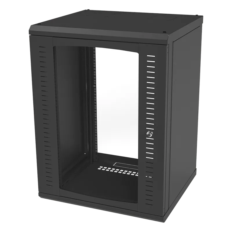 Gabinete para Montaje en Pared, Puerta de Cristal Templado, Cuerpo Fijo con Rack 19" de 16 Unidades LINKEDPRO BY EPCOM SR-1916-GFP