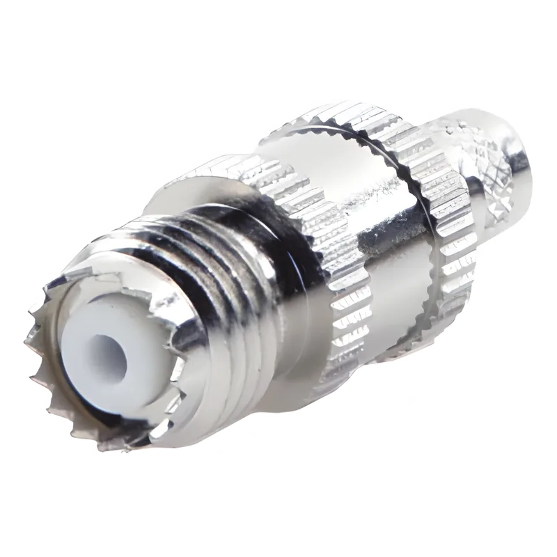 Conector Mini-UHF Hembra en Línea, de Anillo Plegable para Cable Coaxial RG-8/X, 9258, LMR-240, Níquel/ Plata/ Teflón. RF INDUSTRIES,LTD RFU-601-1X