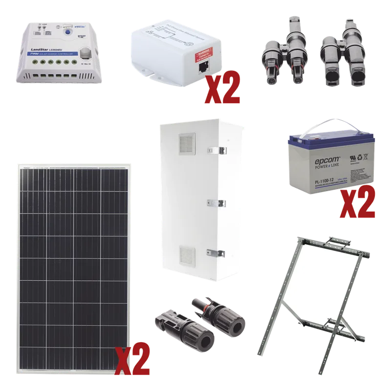 Kit Solar de 28 W con PoE Pasivo 24 Vcc para 2 Radios de Ubiquiti airMAX, Cambium ePMP EPCOM POWERLINE PL-1224G-2R