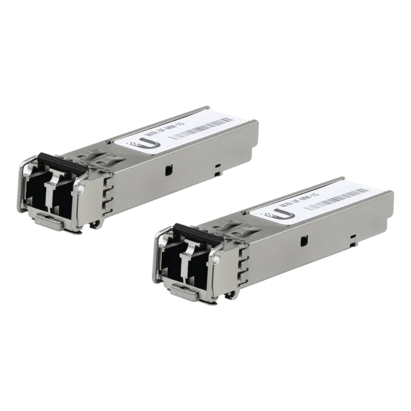 UFiber Módulo SFP, transceptor MiniGibic MultiModo 1.25 Gbps, distancia 550m, conectores LC, paquete de 2 piezas UBIQUITI UF-MM-1G