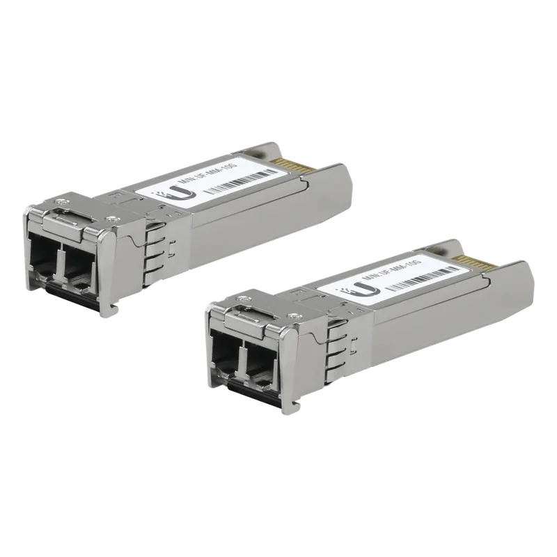 UFiber Módulo SFP+ 10G, transceptor MiniGibic MultiModo 10 Gbps, distancia 300m, conectores LC, paquete de 2 piezas UBIQUITI UF-MM-10G