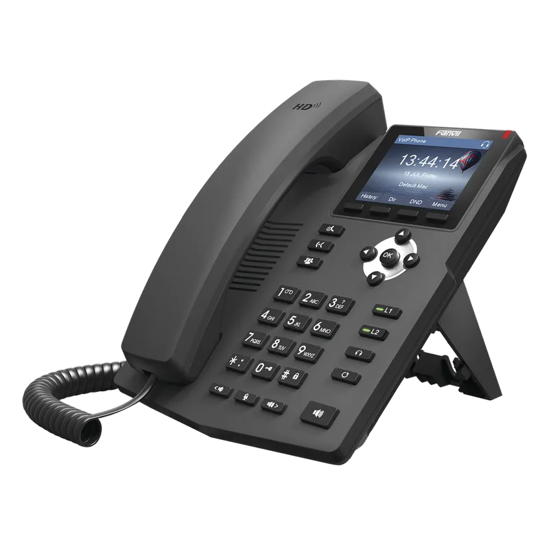Teléfono IP empresarial para 2 lineas SIP con pantalla LCD de 2.8 pulgadas a color, puertos Gigabit y conferencia de 3 vías, PoE FANVIL X3G