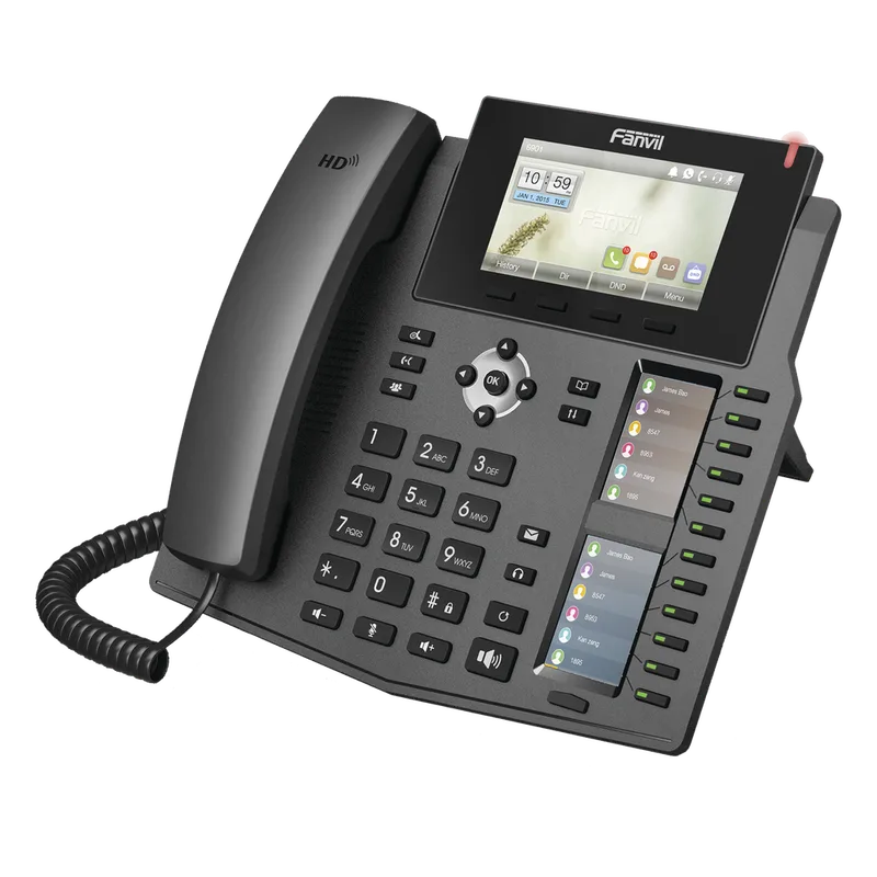 Teléfono IP empresarial para 20 líneas SIP, Voz HD, 3 Pantallas LCD a Color, 12 teclas BLF, PoE FANVIL X6
