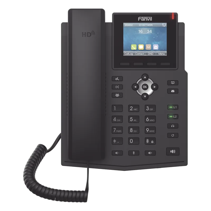 Teléfono IP empresarial para 4 líneas SIP con pantalla LCD de 2.8 pulgadas a color, puertos Gigabit, IPv6, Opus y conferencia de 3 vías, PoE FANVIL X3SG