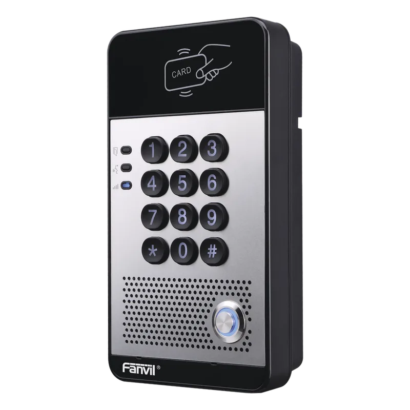 Audio Portero IP con 2 líneas SIP, relevador integrado, teclado numérico y lectora de tarjetas RFID para control de acceso, PoE FANVIL I20S