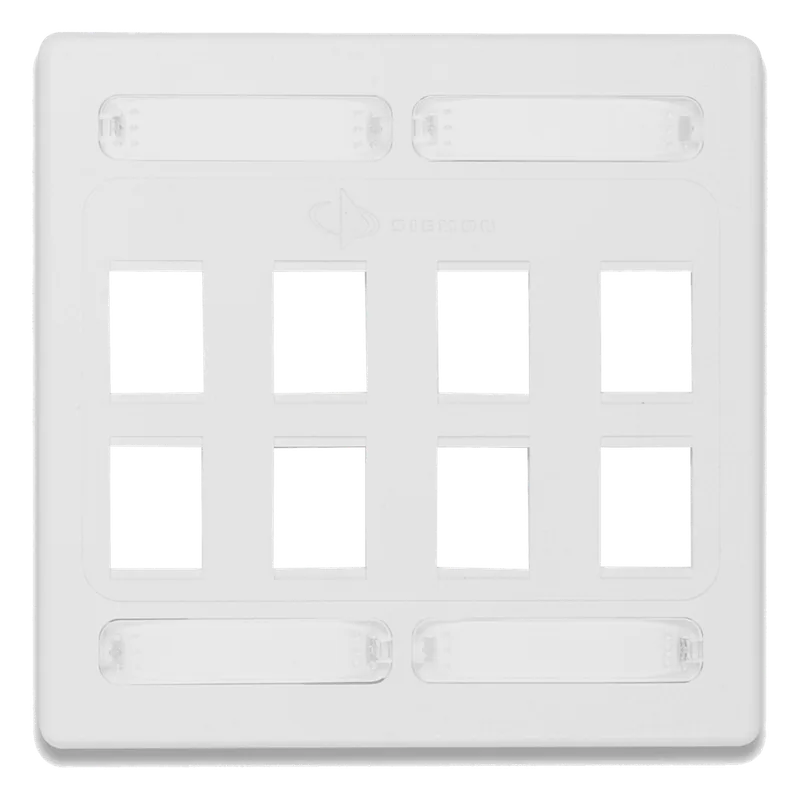 Placa de Pared Doble Modular 10G MAX de 8 Salidas, Color Blanco SIEMON 10GMX-FPD08-02