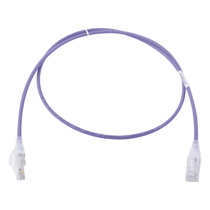 Patch Cord MC6 Modular Cat6 UTP, CM/LS0H, 0.91 Metros (3 Pies), Color Violeta, Diámetro Reducido (28AWG), Versión Bulk (Sin Empaque Individual) SIEMON MC6-03-0828B