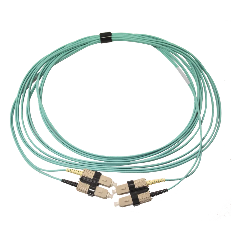 Jumper de Fibra Óptica Multimodo 50/125 OM3 XGLO, SC-SC Duplex, OFNR, Color Aqua, 5 Metros (16.40 Pies) SIEMON FJ2-SCSC5L-05AQ