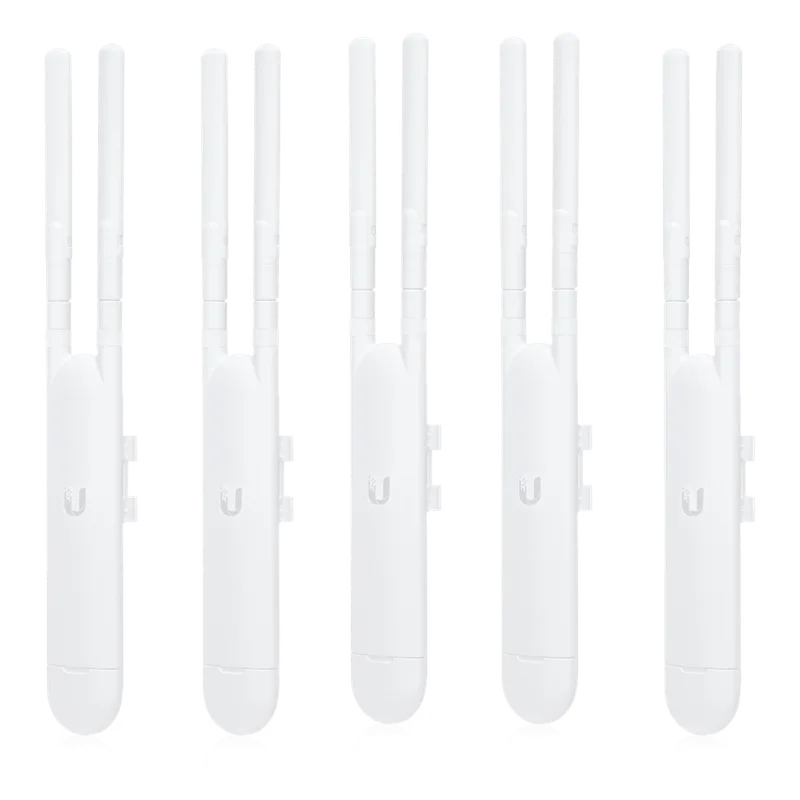 Paquete de 5 Access Point UniFi doble banda para exterior, antenas desmontables 360° , 802.11ac MIMO 2X2, hasta 100 usuarios por equipo. 802.3af, Sin PoE´s UBIQUITI UAP-AC-M-5