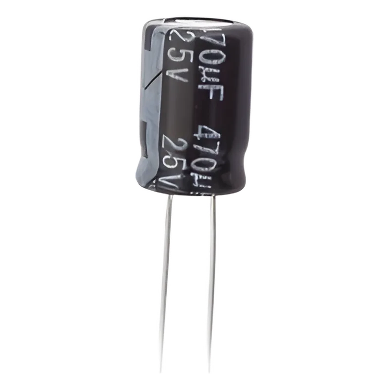 Capacitor Electrolítico de Aluminio, Radial de 470 µFd, 25 Vcc, 105 °C, 8 x 15 mm. 0470M0025V