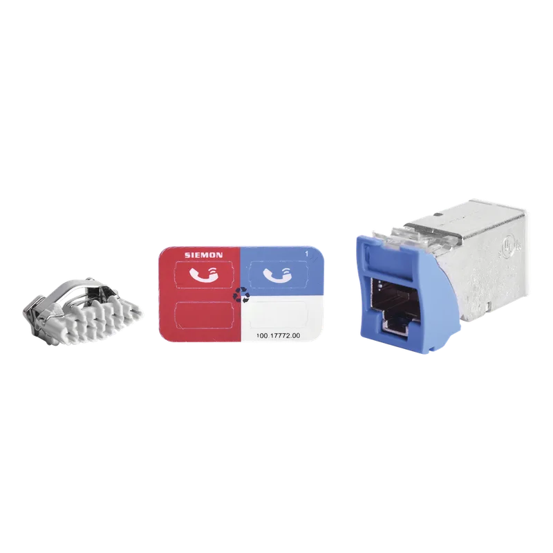 Jack Z-Max Cat6A, Blindado, Montaje Híbrido en Placa de Pared (Plano y Angulado), Color Azul, Versión Bulk (Sin Empaque Individual) SIEMON Z6A-S06B