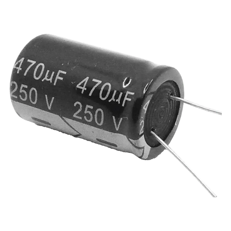 Capacitor Electrolítico de Aluminio, Radial de 470 µFd, 250 Vcc, 105 °C, 25 x 40 mm. 0470M0250V