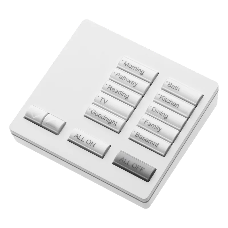 Botonera de sobremesa portátil de 10 botones con subir/bajar y encendido/apagado general, retroiluminada, funciona con pilas AAA o adaptador, para RadioRA 2 LUTRON ELECTRONICS RRT10RLSW