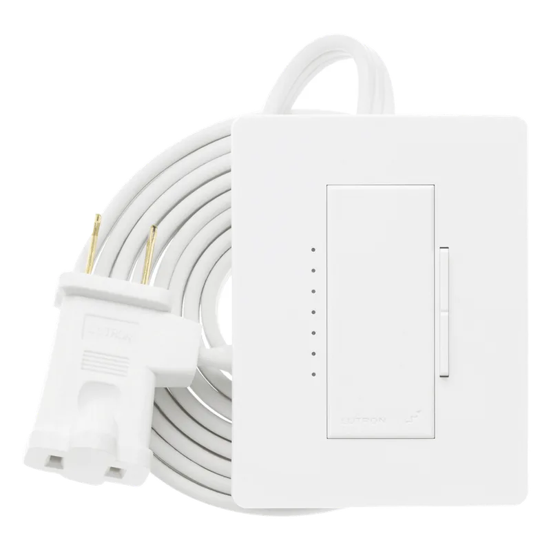 Atenuador de lámpara de sobremesa tipo plug-in, 120 V, 300 W / 300 VA, inalámbrico por RF, para el sistema RadioRA 2 de Lutron, color blanco Snow LUTRON ELECTRONICS RRD-3LD-SW