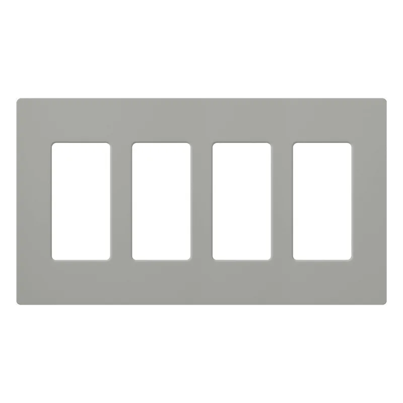Placa de pared Claro de 4 espacios, acabado brillante color gris, sin tornillos visibles, para atenuadores, apagadores y controles Pico de Lutron LUTRON ELECTRONICS CW4-GR
