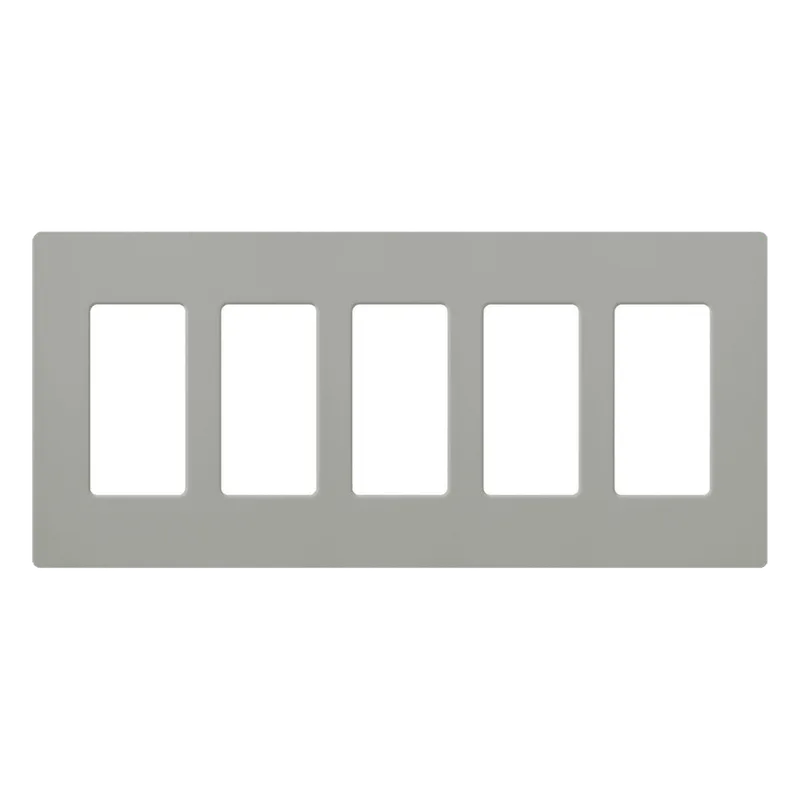 Placa de pared Claro de 5 espacios, acabado brillante color gris, sin tornillos visibles, para atenuadores, apagadores y controles Pico de Lutron LUTRON ELECTRONICS CW5-GR