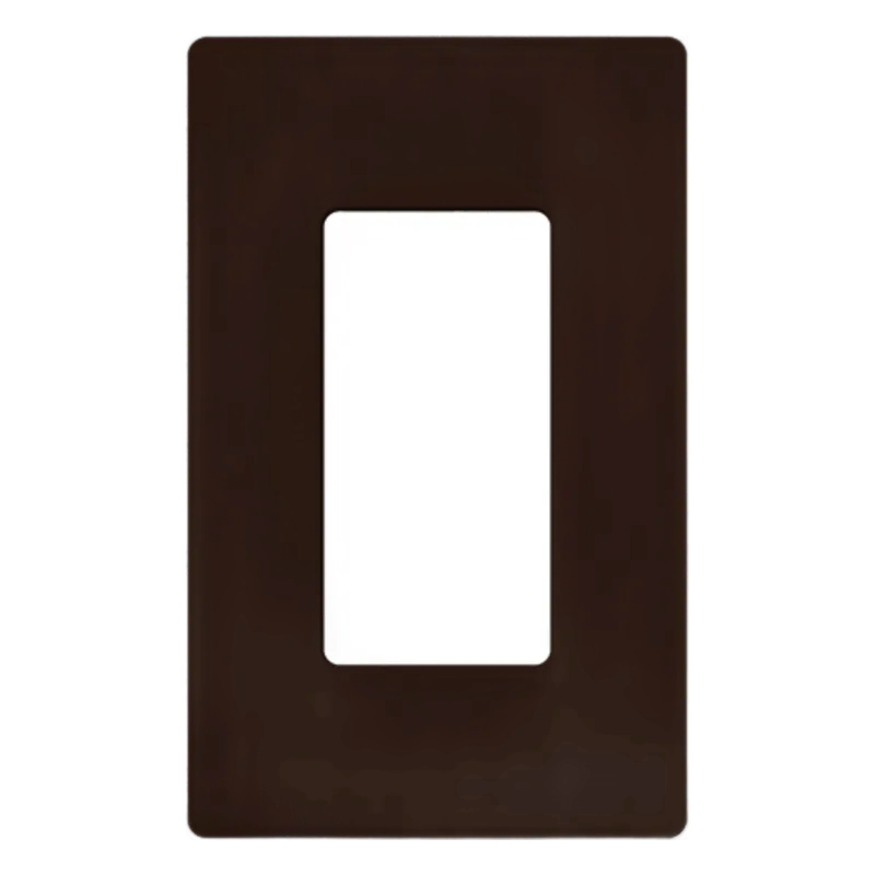 Placa de pared Claro de 1 espacio (1-gang) sin tornillos visibles, apertura tipo decorador, acabado brillante color café, para atenuadores e interruptores Lutron LUTRON ELECTRONICS CW1-BR