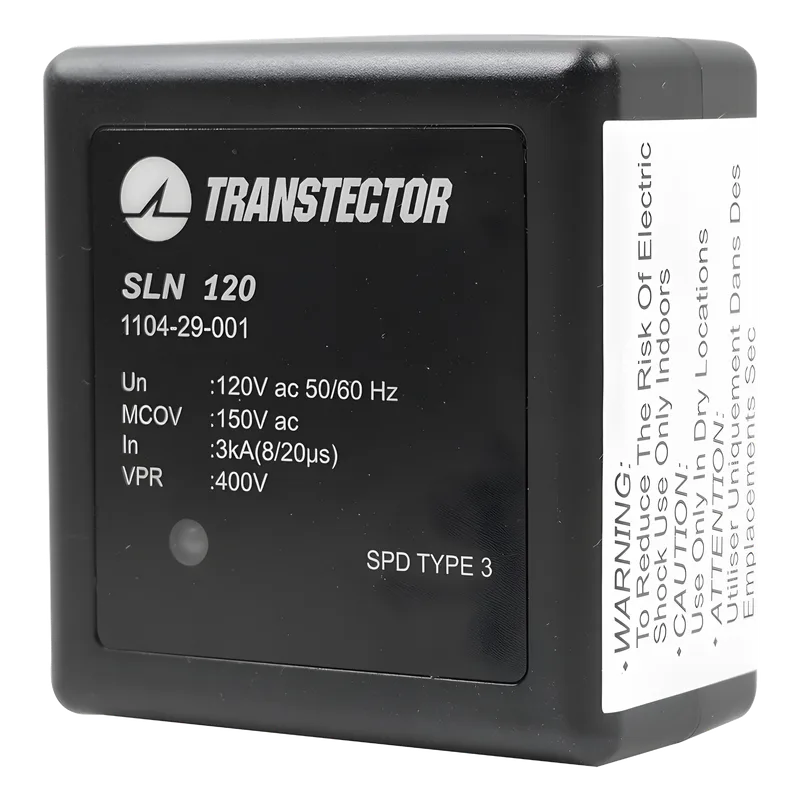 Protector Sobretensión 120 VAC / SASD / Clavija 5-15R / 5 kA / Plug-in / UL 1449 TRANSTECTOR SLN-120