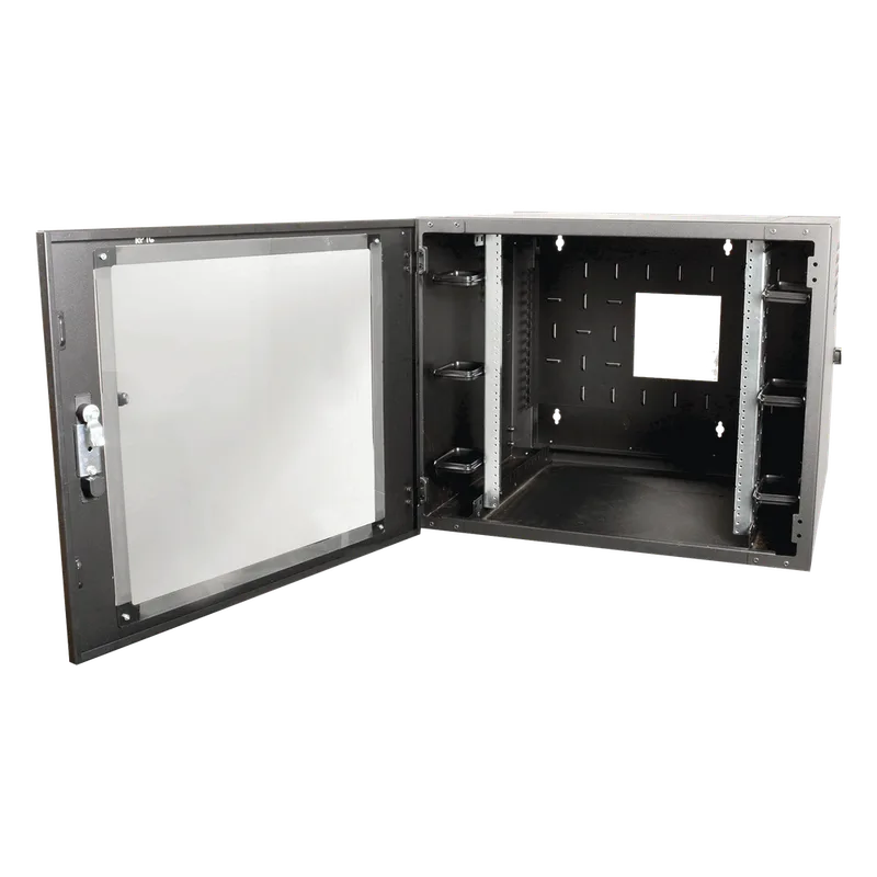 Gabinete de Pared Estándar de 19in, Abatible, de 12 UR, 610 mm de Profundidad, Color Negro SIEMON WC2-P101-12