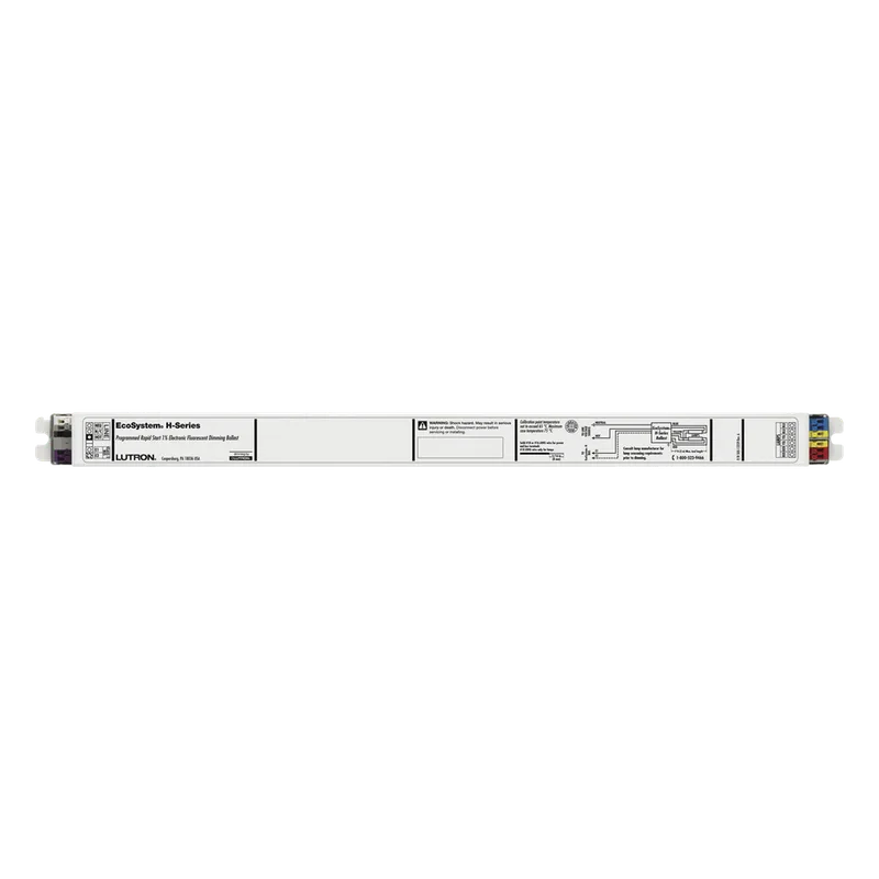 Balastra electrónica atenuable EcoSystem H-Series para 2 lámparas fluorescentes T5 lineales de 28 W, entrada universal 120-277 V, atenuación de 100% a 1% LUTRON ELECTRONICS EHDT528MU210