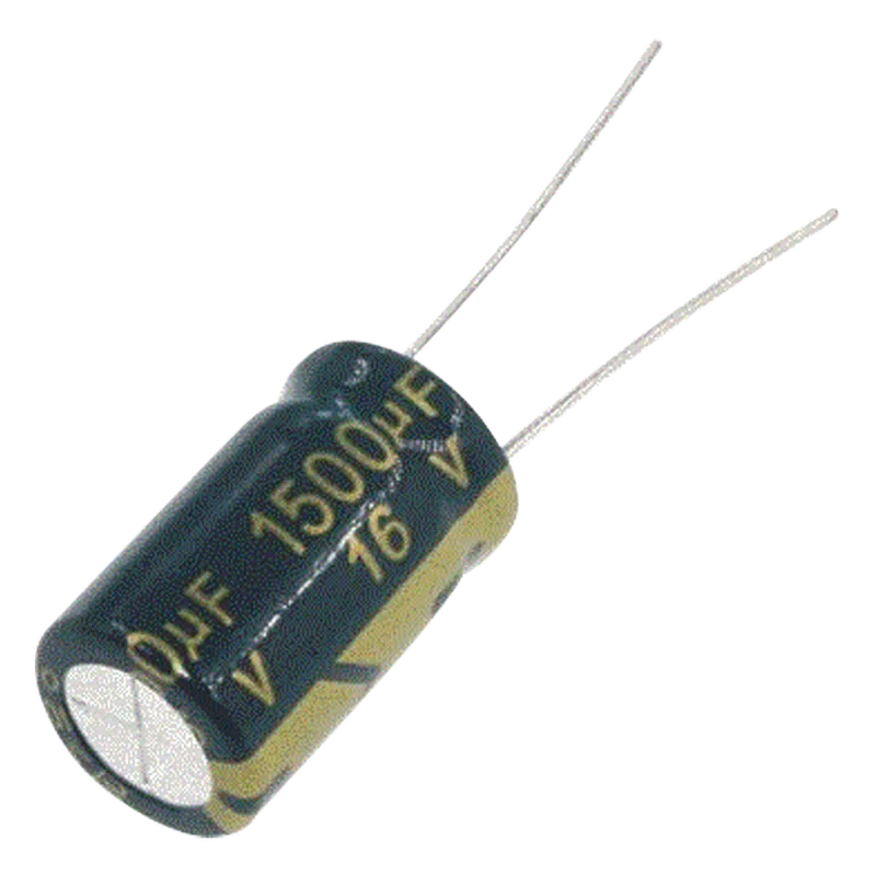 Capacitor Electrolítico de Aluminio, Radial de 1500 µFd, 16 Vcc, 105 °C, 10 x 20 mm. PARTS 1500MF0016V