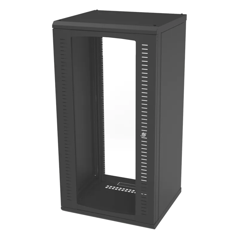 Gabinete para Montaje en Pared, Puerta de Cristal Templado, Cuerpo Fijo con Rack 19" de 24 Unidades LINKEDPRO BY EPCOM SR-1924-GFP