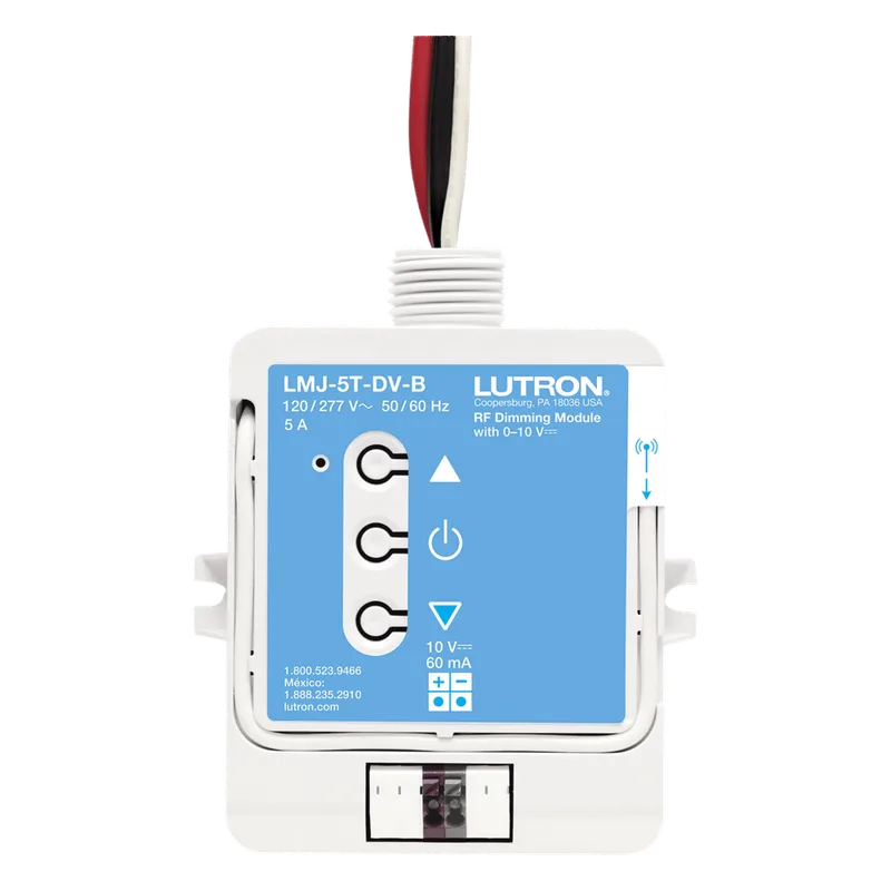 Módulo de atenuación RF con control 0-10 V para balastros fluorescentes y drivers LED, conmuta hasta 5 A a 120/277 V, para sistemas RadioRA 2 y HomeWorks QS LUTRON ELECTRONICS LMJ5TDVB