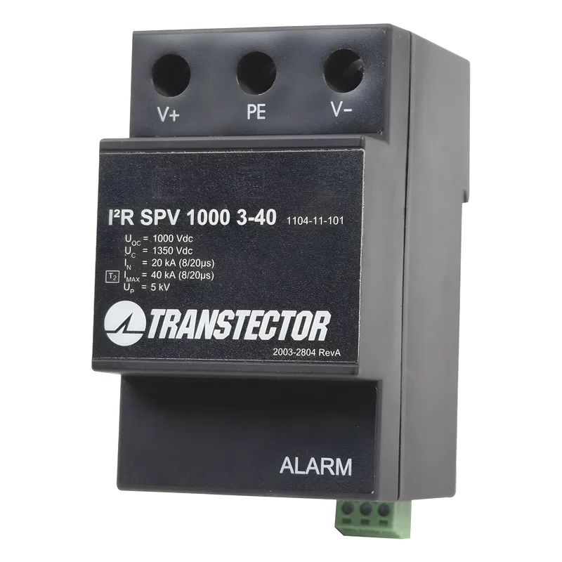 Supresor de Sobretensiones A 1000 VDC Tipo 2 En Montaje DIN Rail TRANSTECTOR I2R-SPV1000-3-40