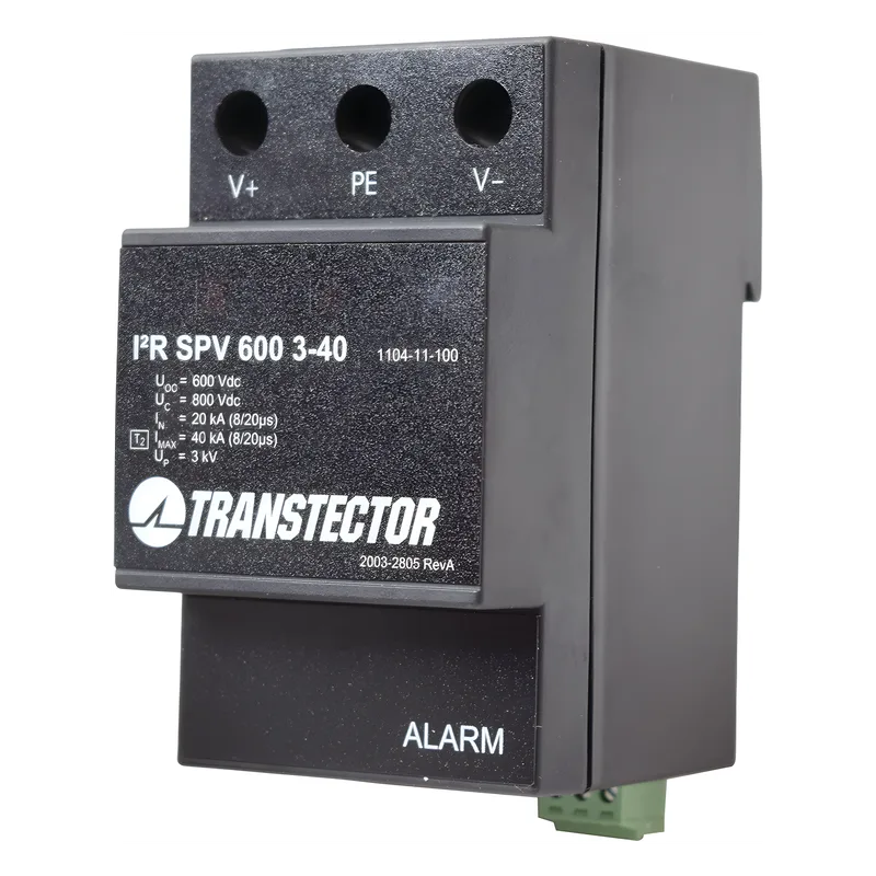 Supresor de Sobretensiones A 600 VDC Tipo 2 En Montaje DIN Rail (1104-11-100) TRANSTECTOR I2R-SPV600-3-40