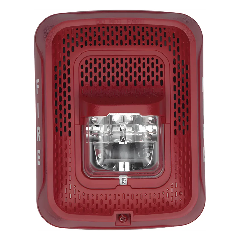 Bocina con lámpara estroboscópica de pared, doble voltaje 25/70.7 V, candela seleccionable en campo, color rojo, Serie L SYSTEM SENSOR SPS-RL