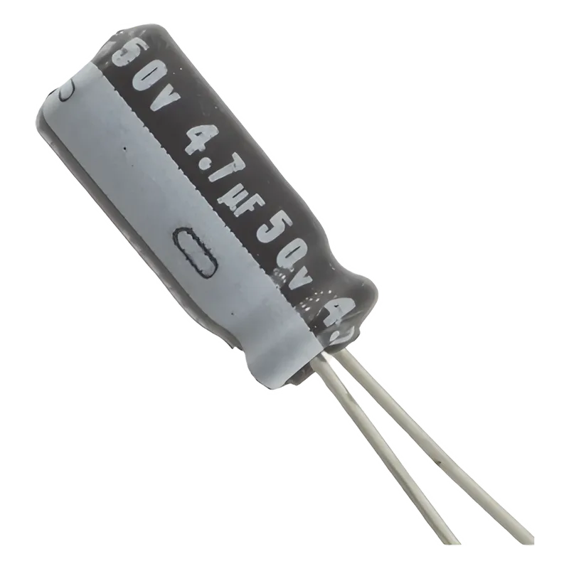Capacitor Electrolítico de Aluminio, Radial de 4.7 µFd, 50 Vcc, 105 °C, 5 x 11.7 mm. PARTS CE4.7/50V