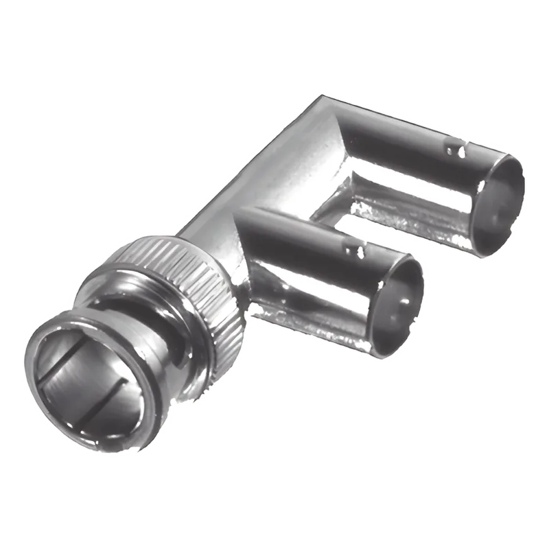 Adaptador Triple en F para 75 Ohm, de Conector BNC Macho a Doble BNC Hembra, Níquel/ Oro/ Delrin. RF INDUSTRIES,LTD RFB-1730-3