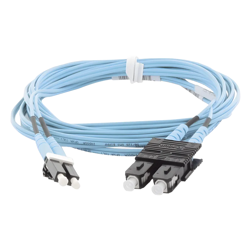 Jumper de Fibra Optica Multimodo 50/125 OM3, LC-SC Duplex, OFNR (Riser), Color Aqua, 10 Metros (32.81 Pies) PANDUIT FX2ERLNSNSNM010