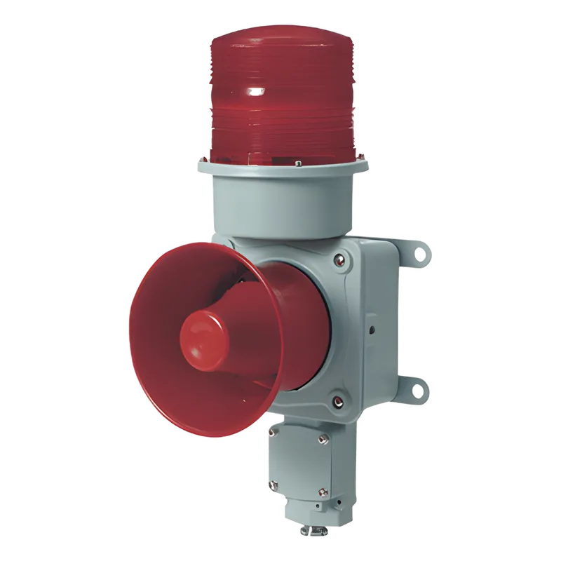 Combinación de baliza LED color roja con sirena electrónica para aplicaciones de la industria pesada máx.114 dB a 220 VCA QLIGHT SDL-WS-220-R