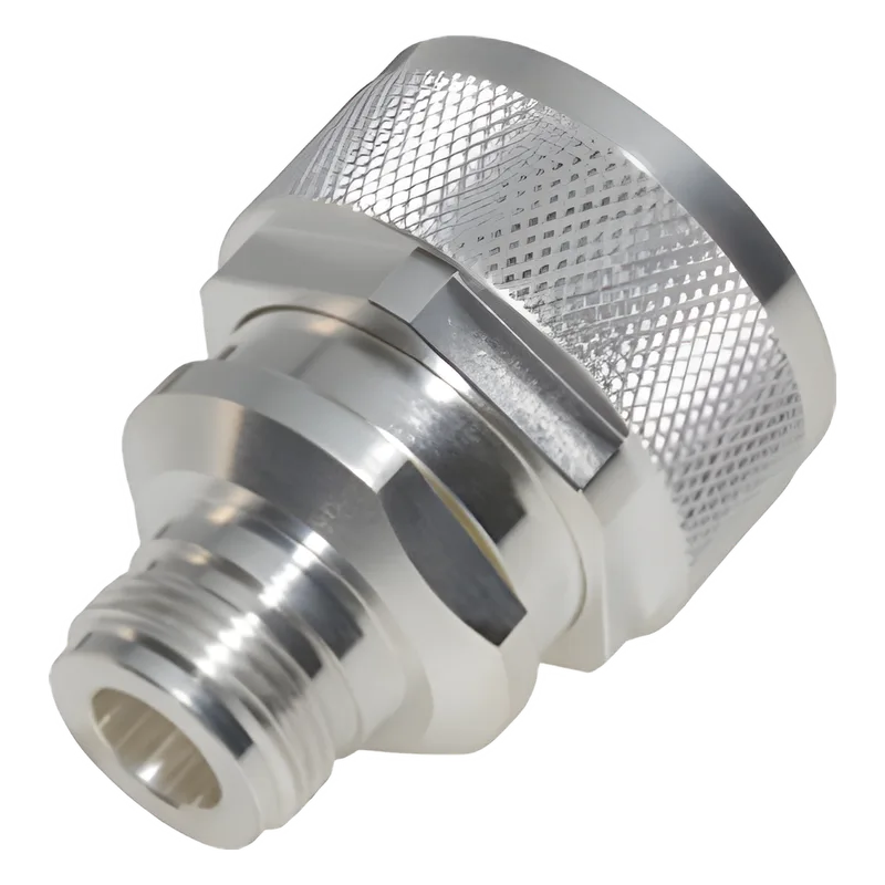 Adaptador en Línea de Conector DIN 7-16 Macho a N Hembra, Plata/ Plata/ Teflón. RF INDUSTRIES,LTD RFD-1671-2