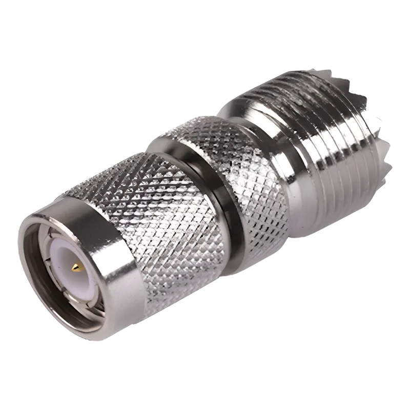 Adaptador en Línea de Conector TNC Macho a Conector UHF Hembra (SO-239), Níquel/ Oro/ Teflón. RF INDUSTRIES,LTD RFT-1235