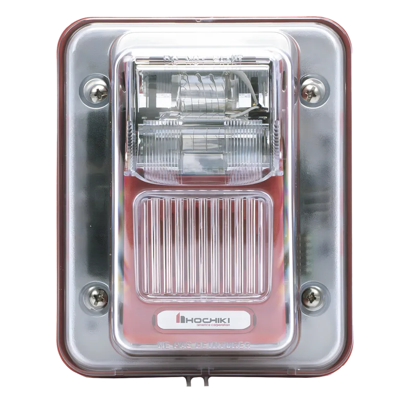 Sirena Estrobo, Para Intemperie, Montaje en Muro, Color Rojo (0500-05860) HOCHIKI WHEC24-75WR