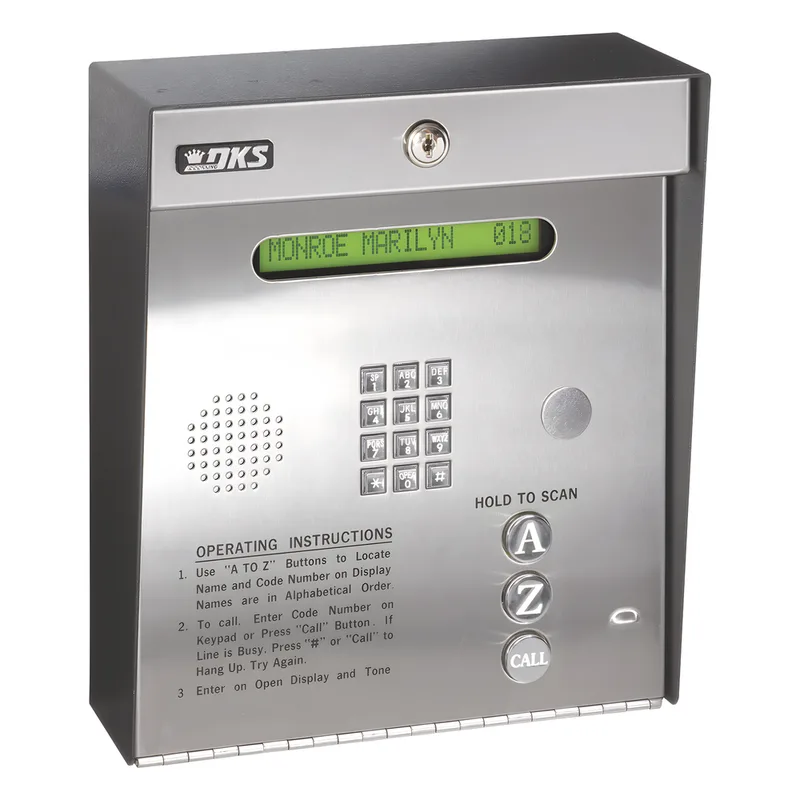Control de acceso /Gabinete para sobreponer / 2 puertas / 3000 números telefónicos / 11 digitos / Directorio en pantalla / Linea análoga o digital / Expandible a 16 puertas / Programable por PC DKS DOORKING 1835-080