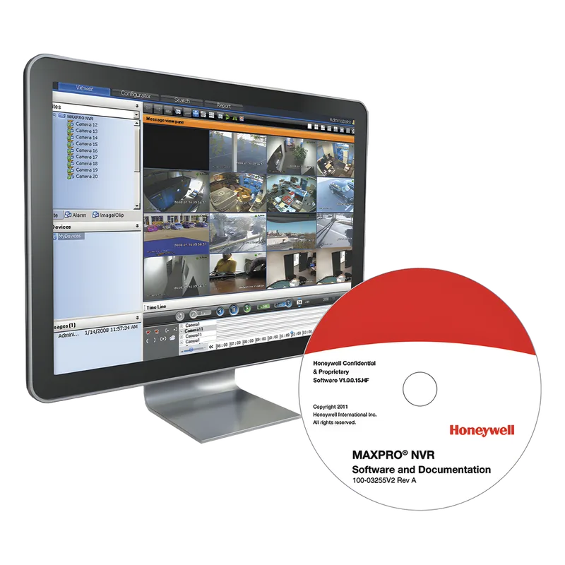 Software NVR para videovigilancia IP con licencia base de 8 canales, compatible con cámaras Honeywell y de terceros MPNVRSW8