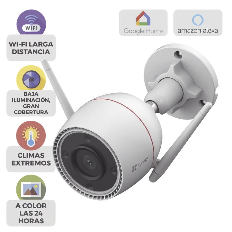 Cámara Wi-Fi / 5 Megapixel (3k) / Detección IA Personas-Vehiculos / Visión Nocturna Color / Audio Bidireccional / Alarma con Luz y Sirena / Reconocimiento por Gestos / IP67 EZVIZ CSH3C/3K